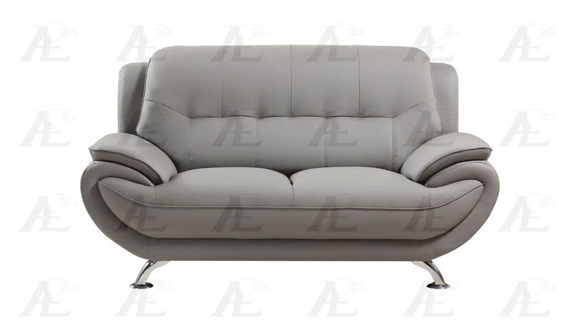 Gray Faux Leather Sofa and Loveseat Set 2Pcs Q93766