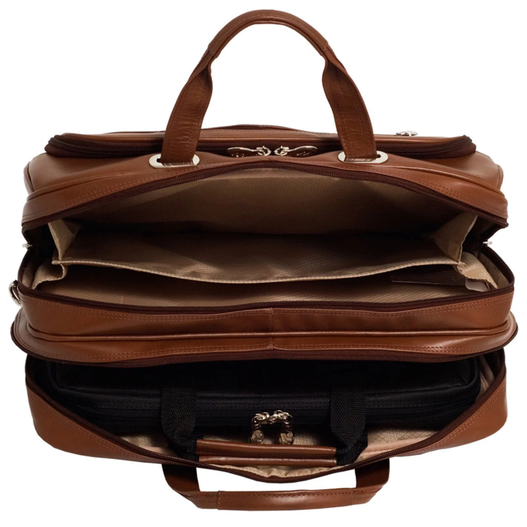 Brown Top Grain Cowhide Leather Laptop Briefcase I157