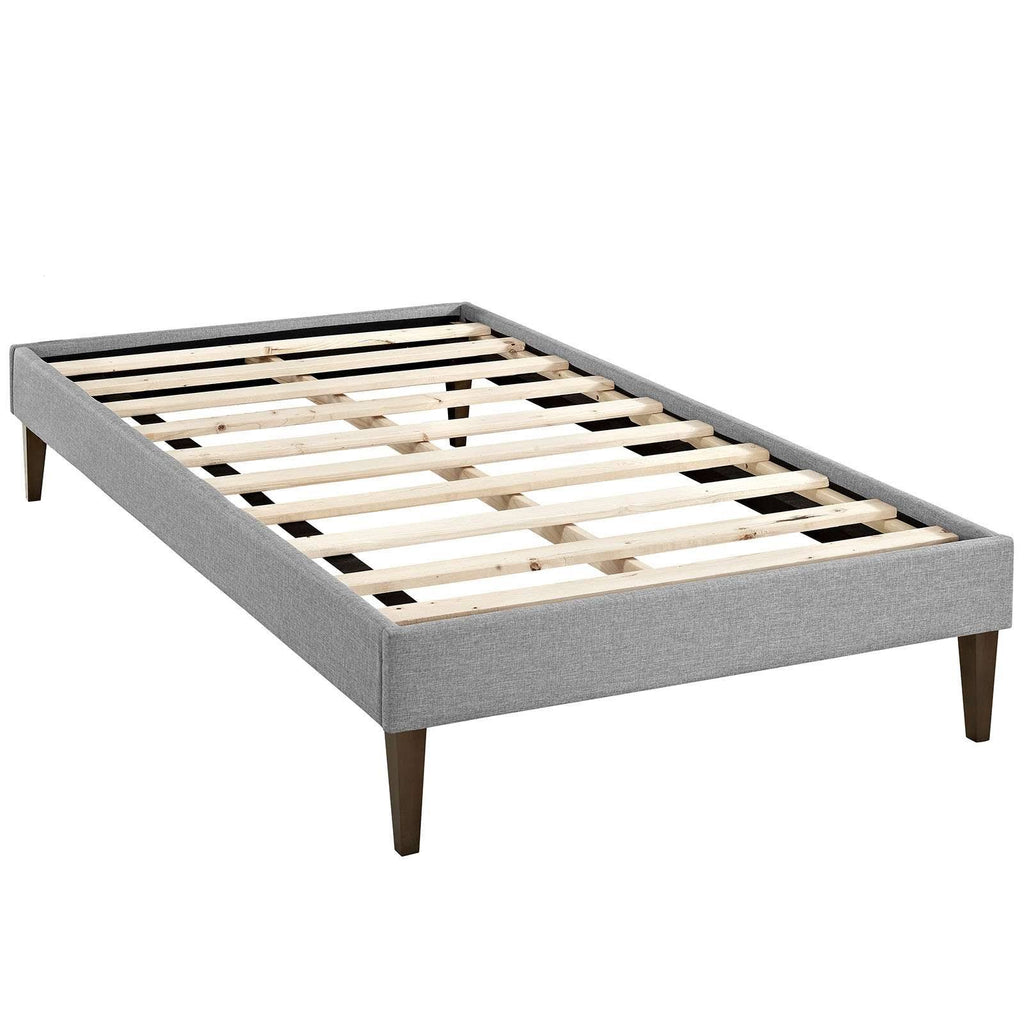 Twin Fabric Bed Frame with Squared Tapered Legs, Light Gray G101