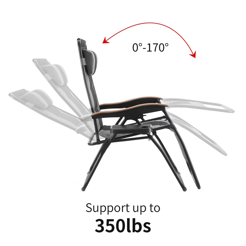 Gray Zero Gravity Padded Folding Chair with Cup Holder X55060