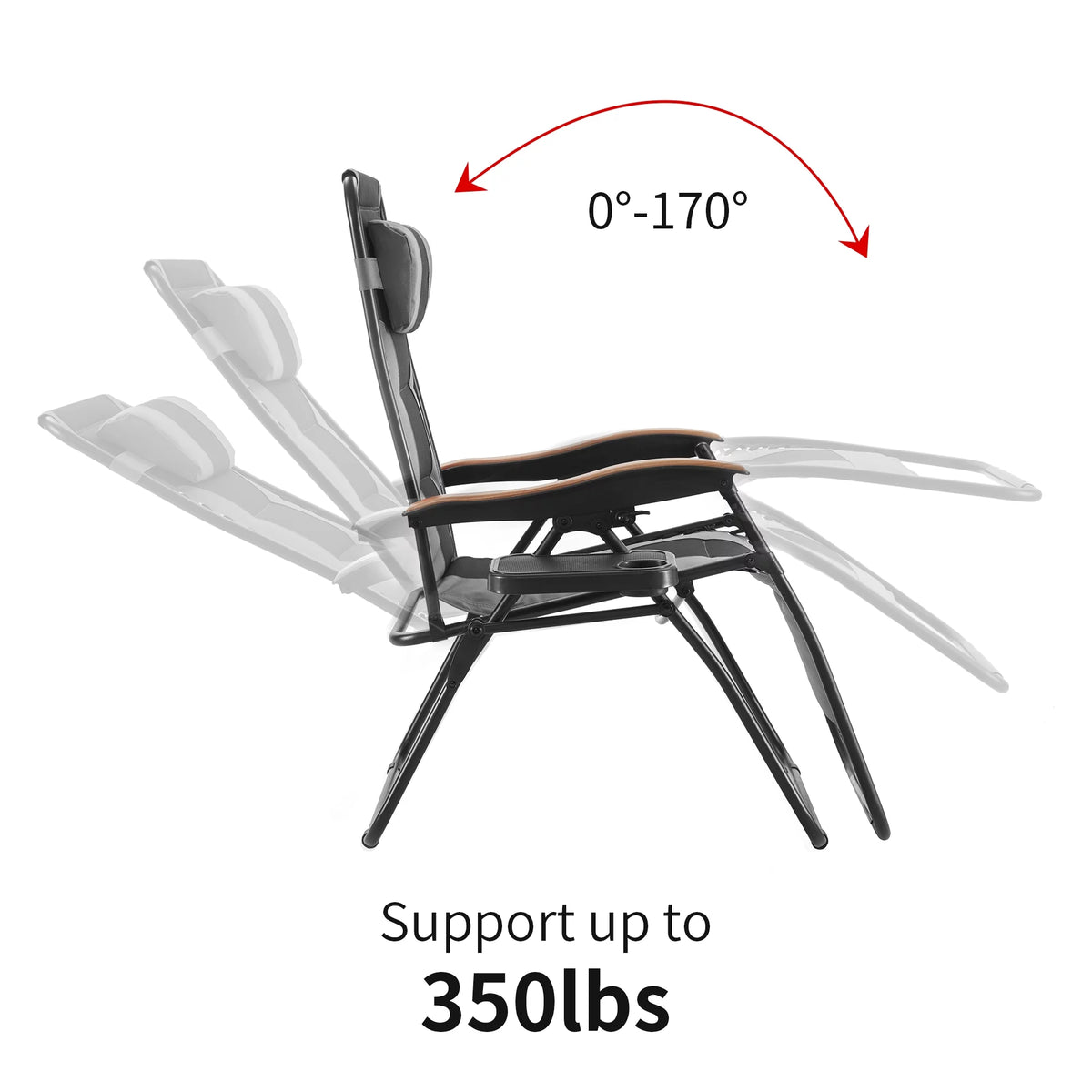 Gray Zero Gravity Padded Folding Chair with Cup Holder X55060