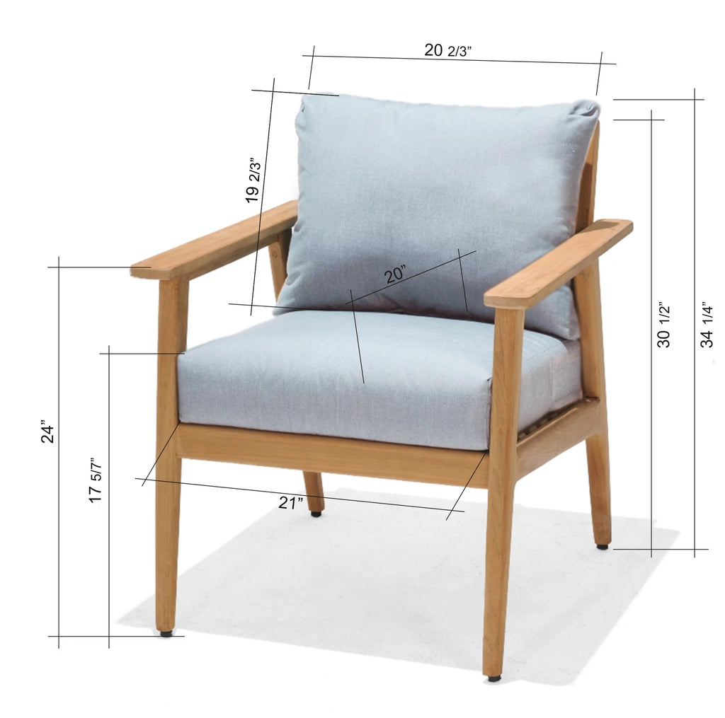 Teak Patio Armchair With Olefin Cushion E5721