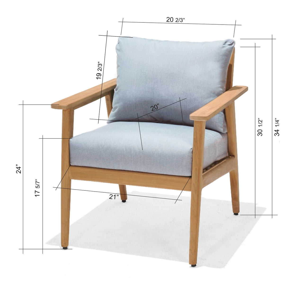 Teak Patio Armchair With Olefin Cushion E5721