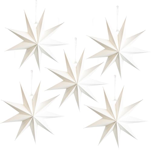9-Pointed Christmas Paper Star Lanterns 12 Inch White F57491
