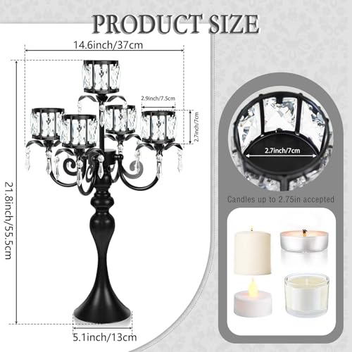 Black 5-Arm Crystal Pendant Candle Holder E62730