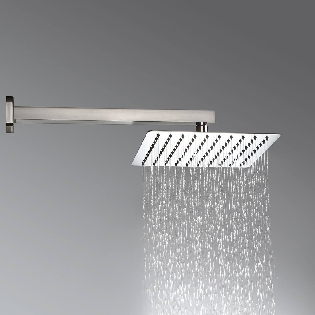 Brushed Nickel 10x22 Shower Set Rainfall Shower Head Handheld Spray C1577