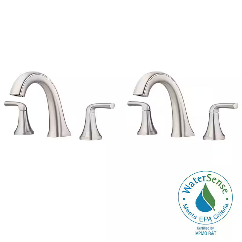 8 in. Widespread Double Handle Bathroom Faucet Brushed Nickel 2-Pack C853