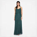 Beaded Blouson Gown, Dusty Emerald, Size: 14 E434168