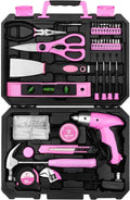 98 Piece Pink Hand Tool Set with Plastic Toolbox Storage Case U10020