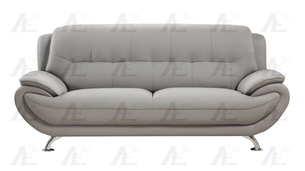 Gray Faux Leather Sofa and Loveseat Set 2Pcs Q93766