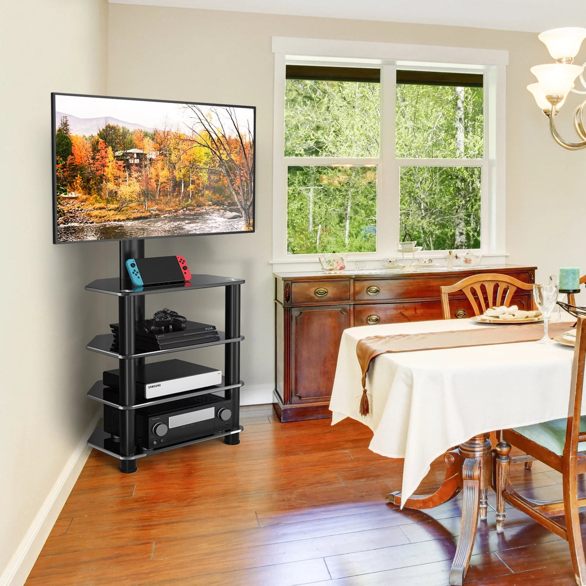 Corner TV Stand up to 70 inch with Swivel Mount Q6527