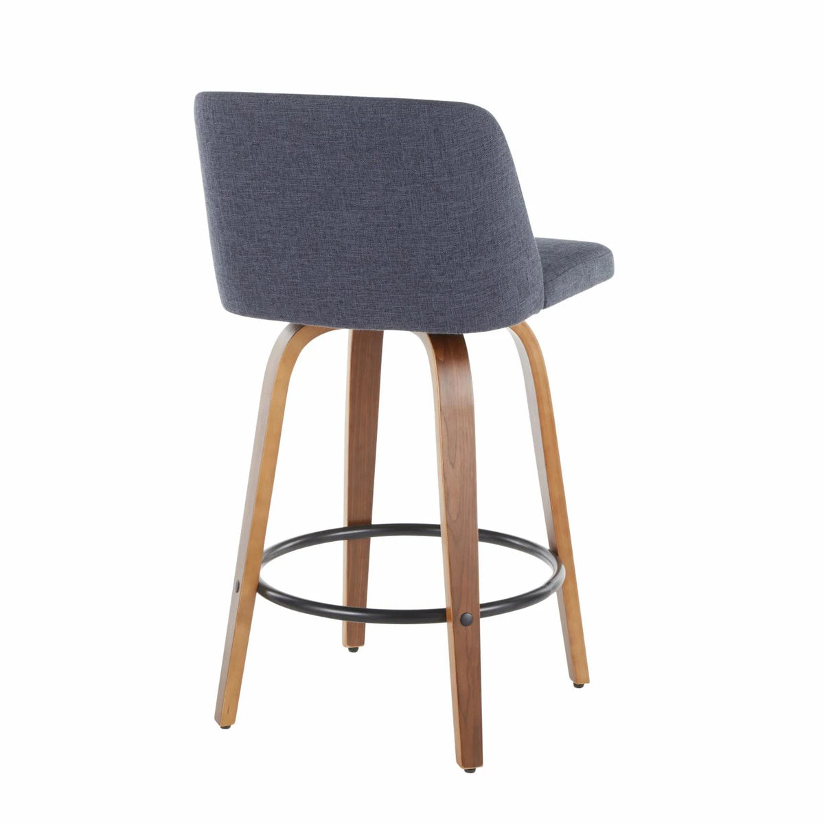 Walnut and Blue Fabric Counter Stool Set of 2 N4151