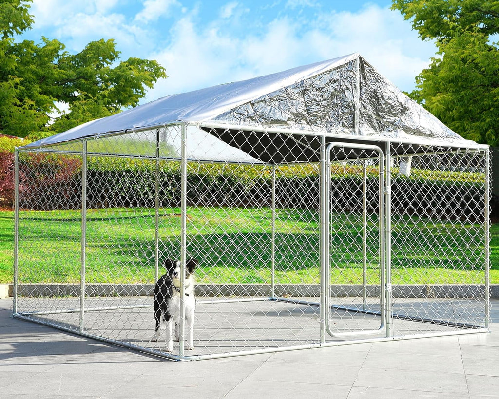 Large Outdoor Dog Kennel with Roof Heavy Duty W5881