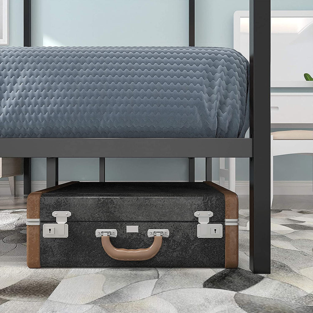 Queen Size Black Metal Canopy Bed Frame with Headboard R564169