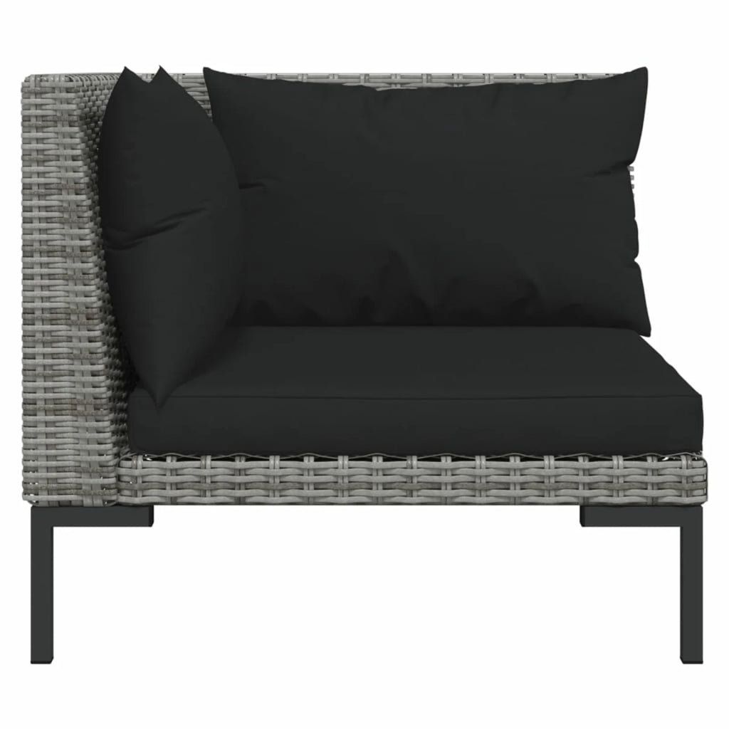 10 Piece Patio Set with Cushions Poly Rattan Dark Gray O3170