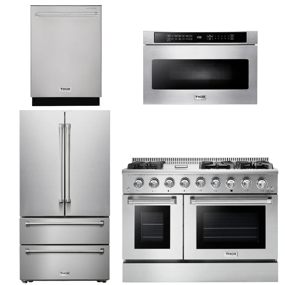 48 In. Natural Gas Range, Refrigerator, Dishwasher, Microwave Drawer W6639