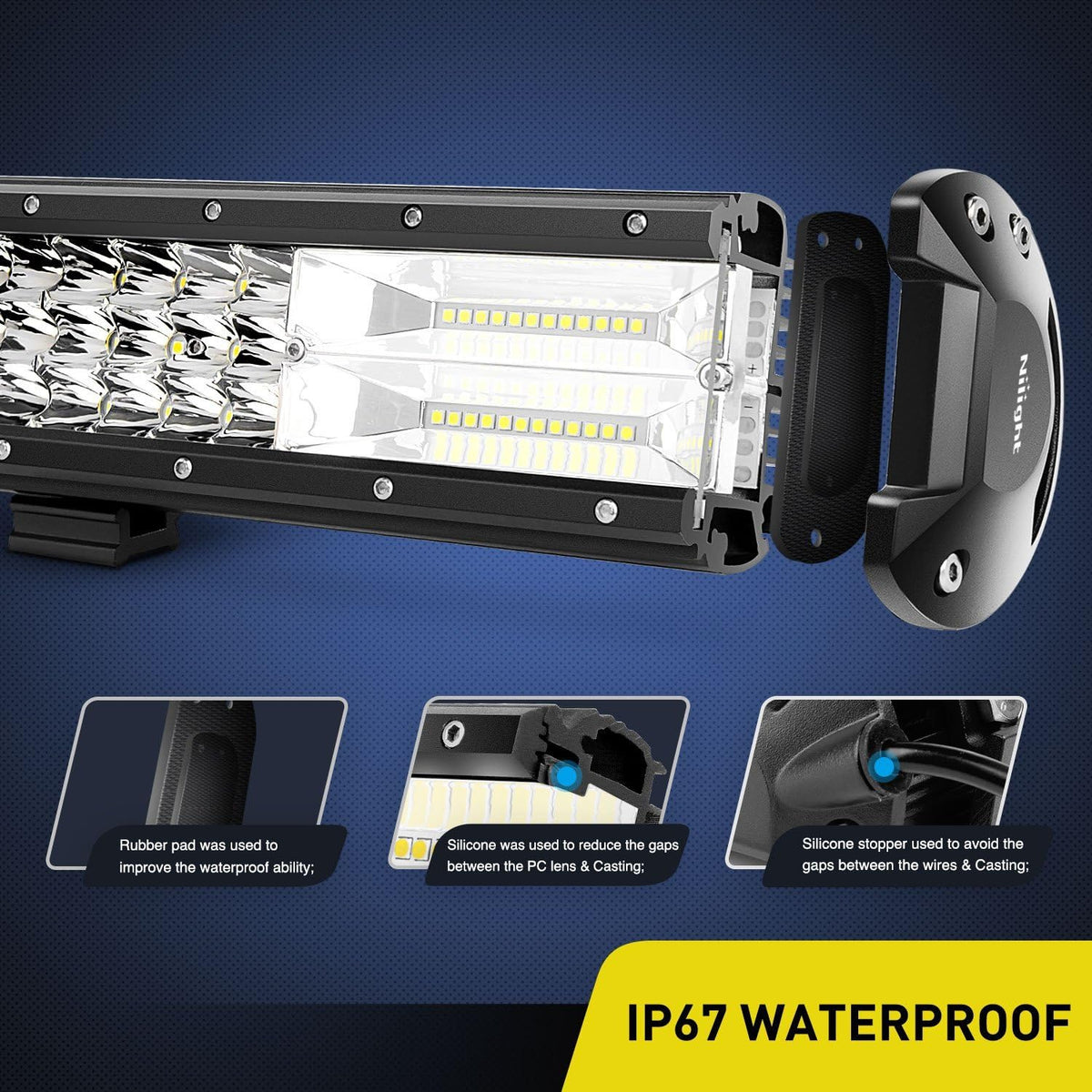 37Inch Triple Row LED Light Bar 468W Flood Spot Combo 46800LM Off-Road Lights Pack of 2 S958