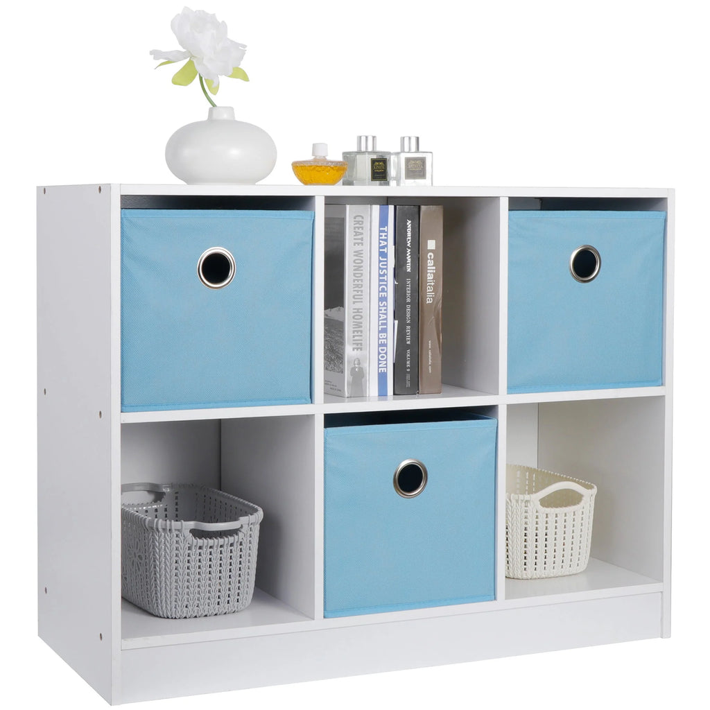 6 Cube Storage Organizer with 3 Fabric Bins V685