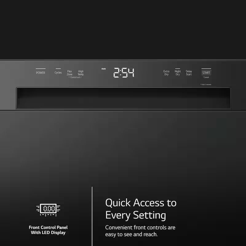 Black Front Control Dishwasher with Stainless Steel Tub T790741