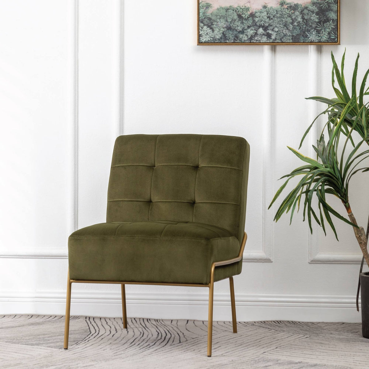 Walnut Faux Leather Armless Accent Chair S410