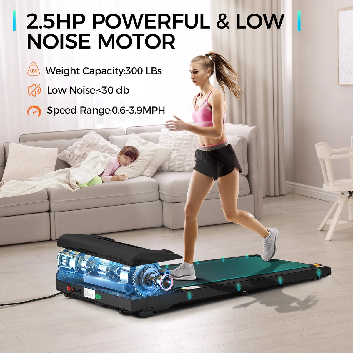 Walking Pad Treadmill 2.5HP Electric Running Machine with LED Display X9210