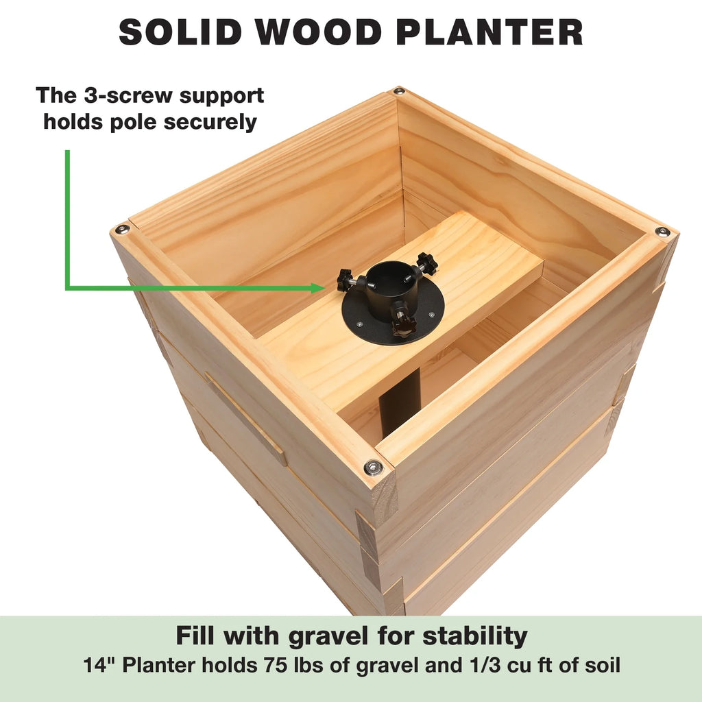 Wooden Planter Box Set with String Light Pole U853482