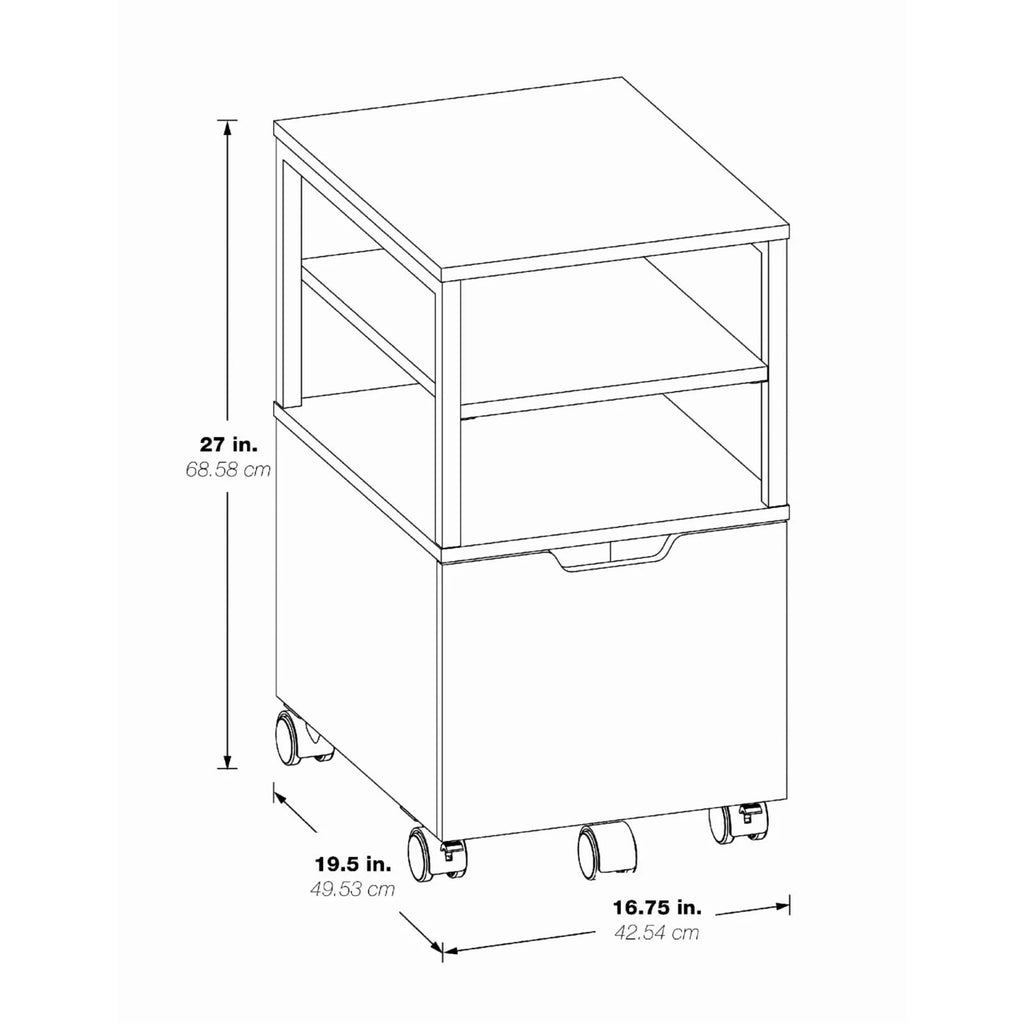 Wood 1-Drawer Mobile Storage Cart J267