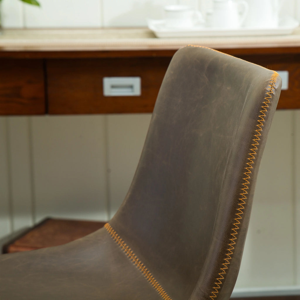 Antique Brown PU Leather Dining Chair Set of 2 P14258