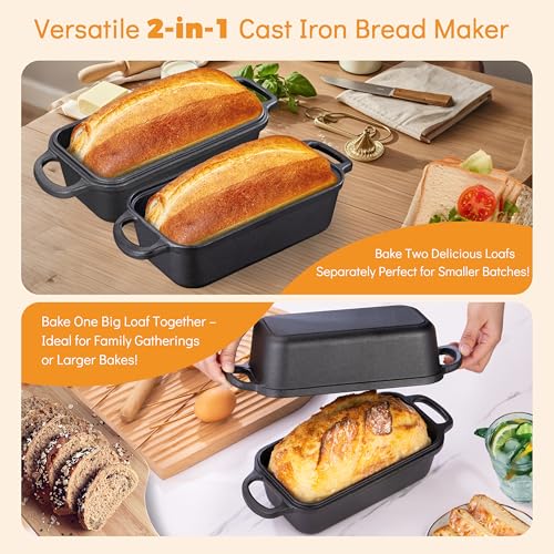 2 in 1 Cast Iron Bread Loaf Pan with Lid L4127