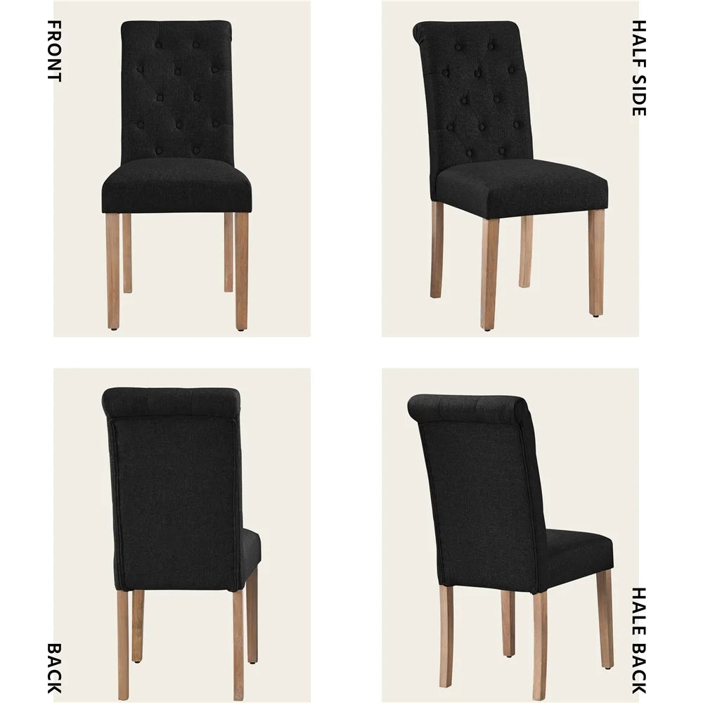 Black Fabric Upholstered High Back Dining Chair, Set of 2 L28379