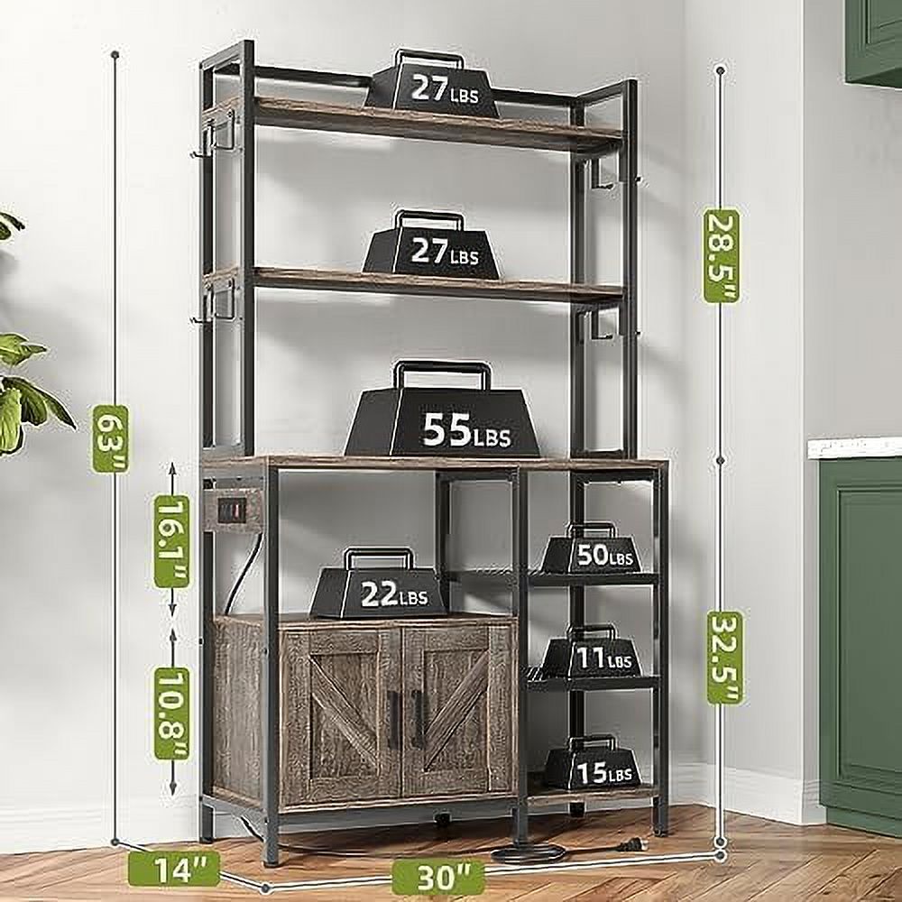 6-Tier Microwave Stand with Cabinet and Side Hooks R392684