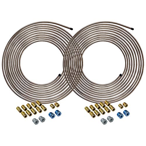 25 ft 1/4 Copper-Nickel Brake Line Tubing Coil and Fitting Kit B763514