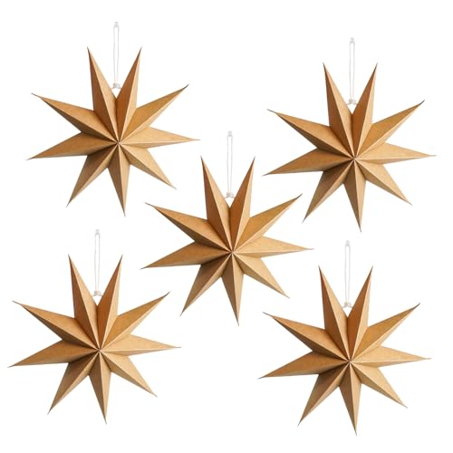 9-Pointed Christmas Paper Star Lanterns 12 Inch White F57491