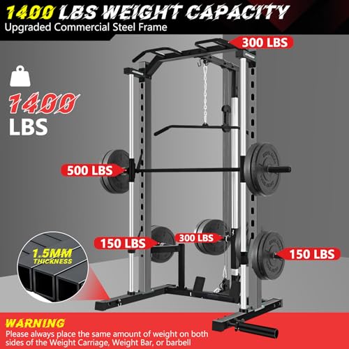 Smith Machine Squat Rack with LAT-Pull Down and Cable Crossover L555076