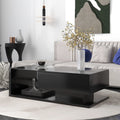 39.3" Black 2-Tier Coffee Table with Tempered Glass W869