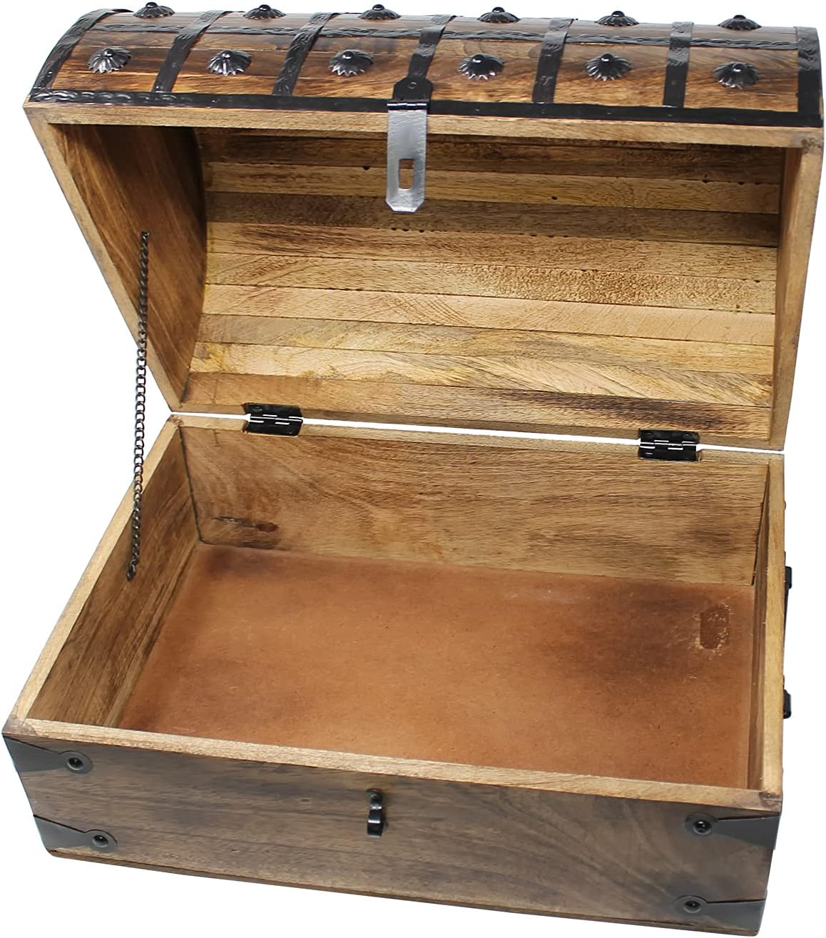 Pirate Treasure Chest with Iron Lock and Skeleton Key, X-Large 16 x 11 x 10.5 O72184