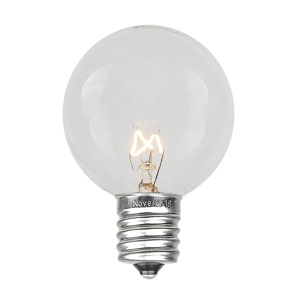 25' Clear Incandescent G50 Globe String Lights, Black Wire, 25 Sockets B702