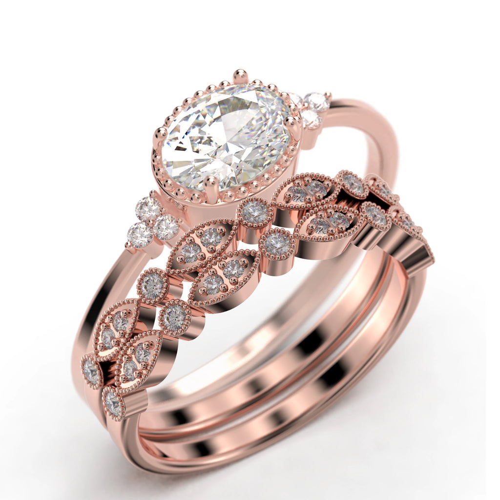 2.40 Carat Oval Cut Moissanite Engagement Ring in 925 Sterling Silver With 18k Rose Gold Plating G409846
