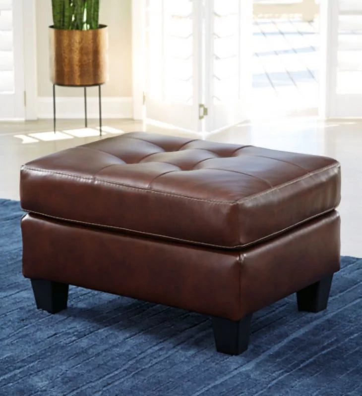 Walnut Leather Ottoman Q577278