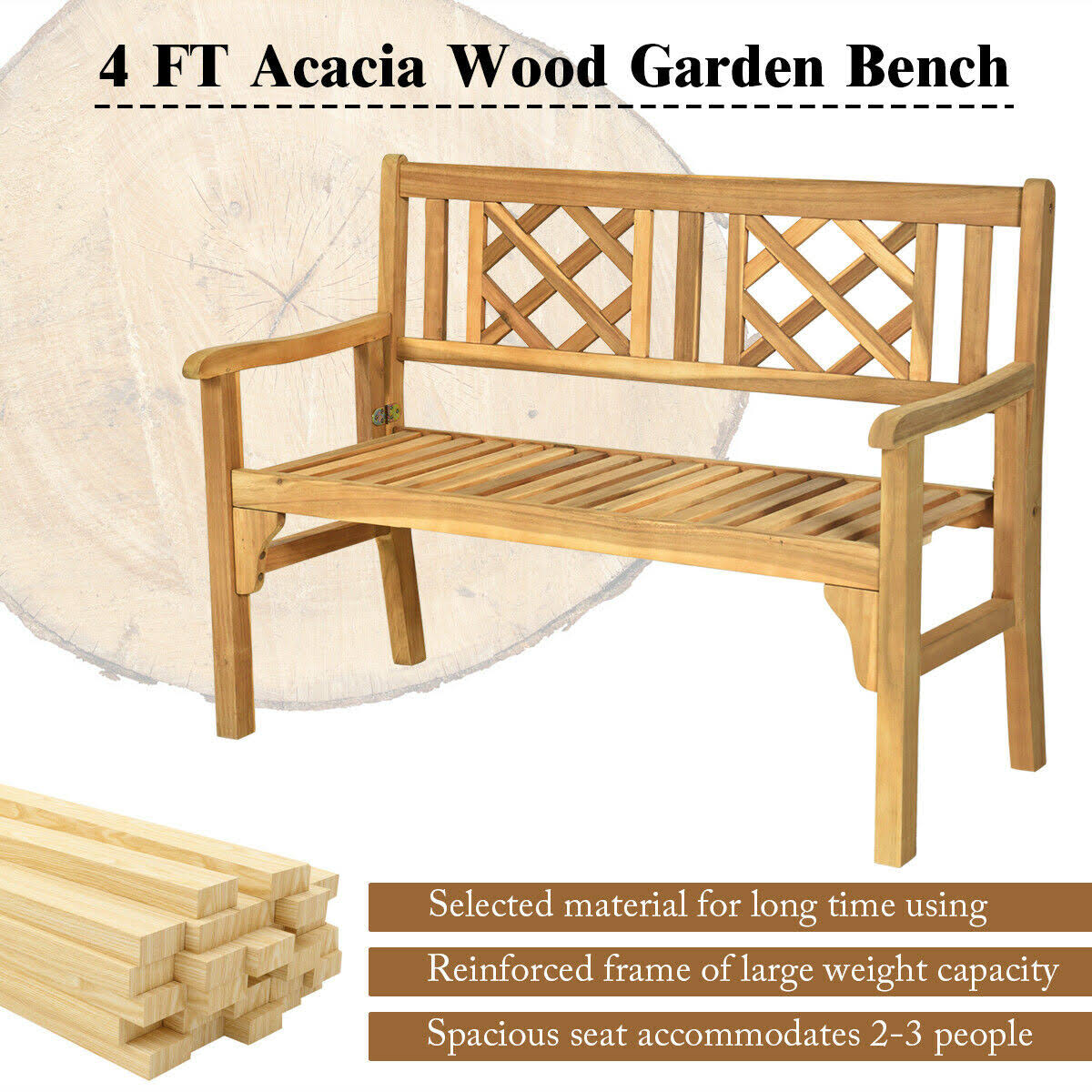 Patio Foldable Bench with Curved Backrest and Armrest K210