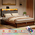 Full Size Lift Up Storage Platform Bed with Wingback Headboard W281