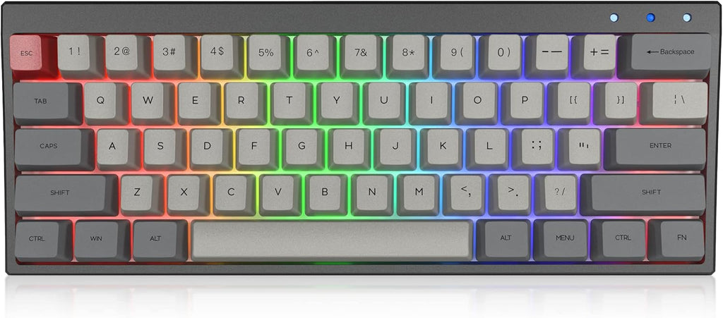 60% Mechanical Gaming Keyboard Hot Swappable RGB Backlit Dye-Sublimation Keycap 61Key Wireless/Wired Keyboard Black Gateron Optical Red S694082