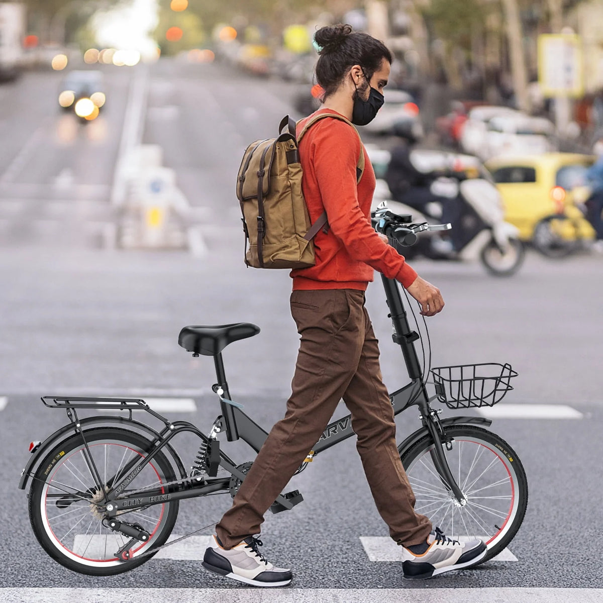 7 Speed Folding Bike with Carbon Steel Frame Z821348