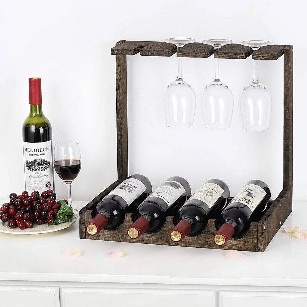 Countertop Wine Rack with 4 Glass Holder Q816