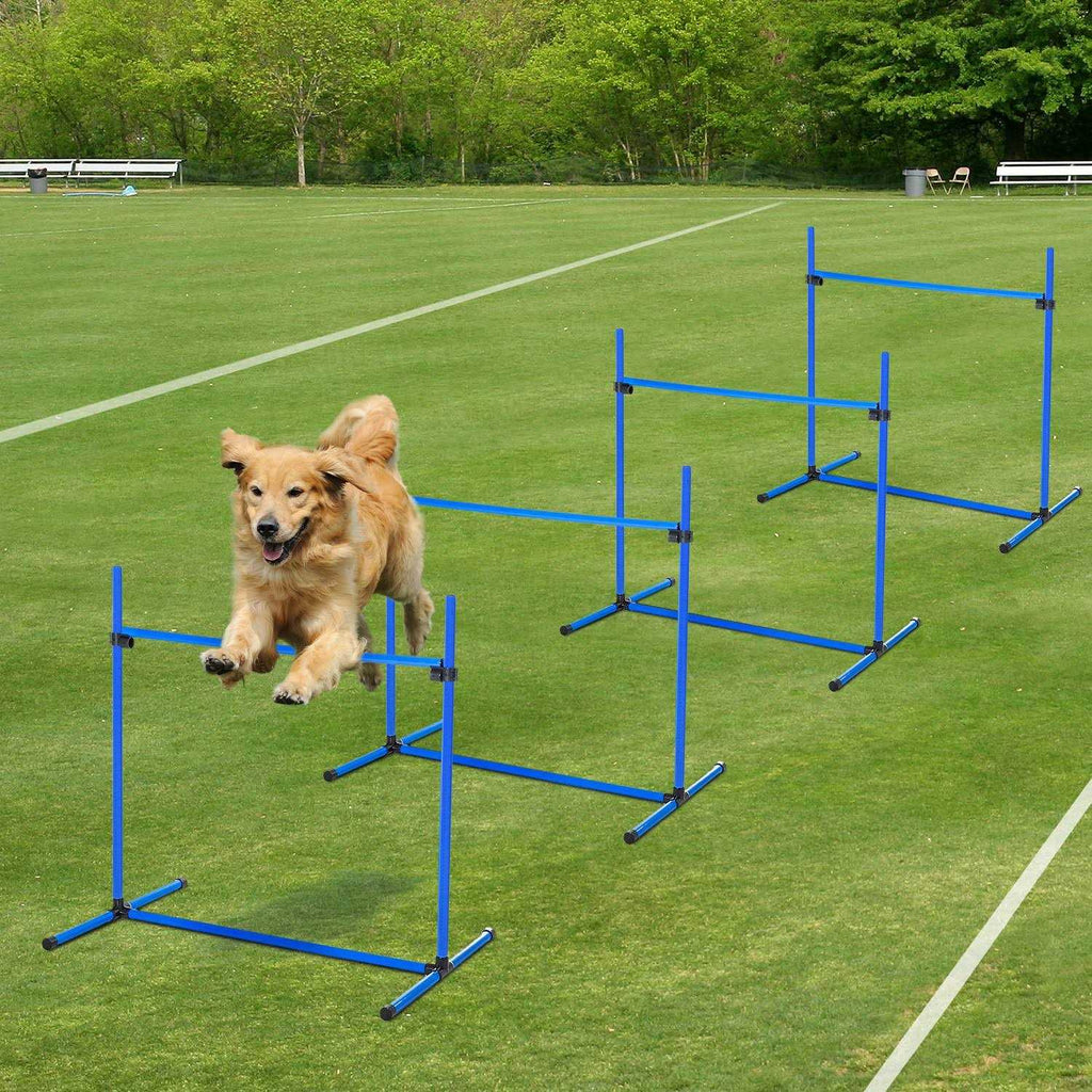 4 Piece Dog Agility Equipment with Adjustable Height Jump Bars Z21030