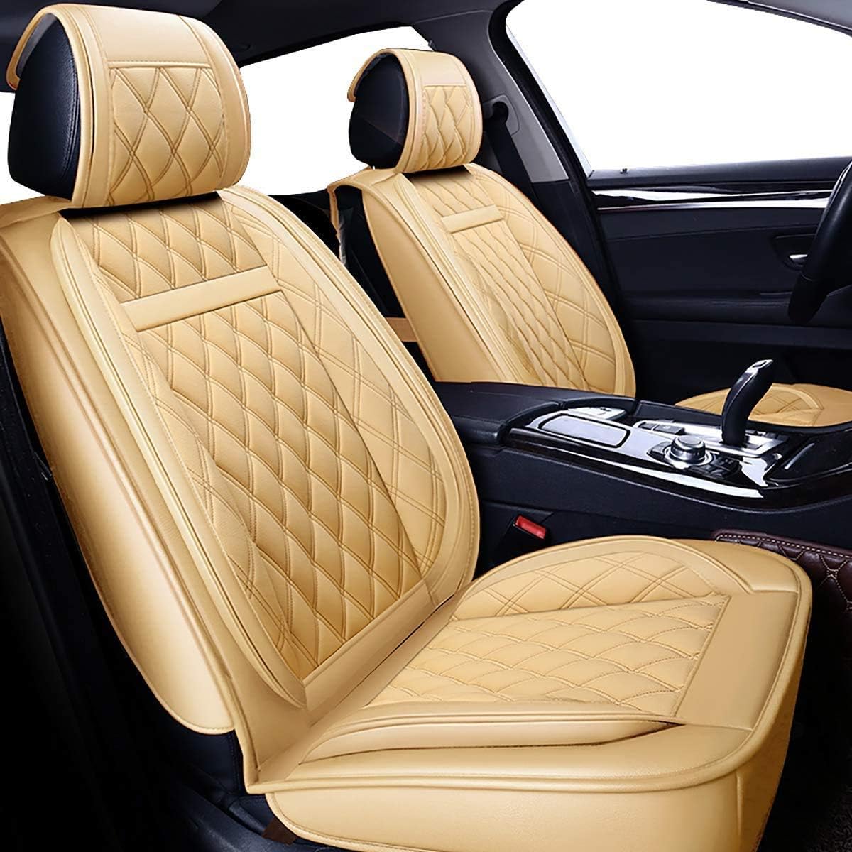 5 Car Seat Covers Full Set Waterproof Faux Leather Black N539