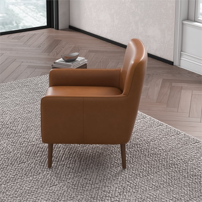 Tan Leather Tufted Accent Armchair Y2390