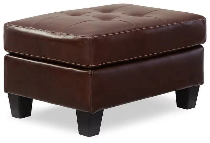 Walnut Leather Ottoman Q577278