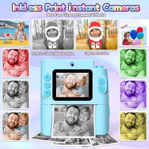 Instant Print Dual Lens Digital Camera with 32G SD Card Storage Bag Pink F18133