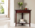 Walnut Wood Corner Side Table with Storage Drawer V5601